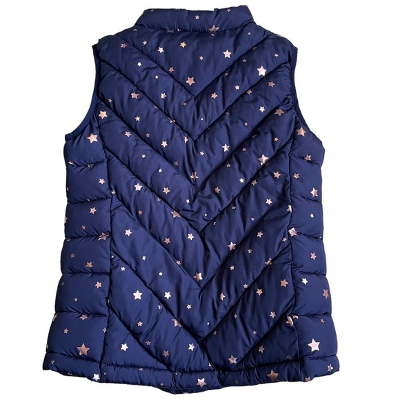 GAP Girls Star Printed Puffer Vest Jacket Size XL Navy Rose Gold Fall Winter - Picture 4 of 7